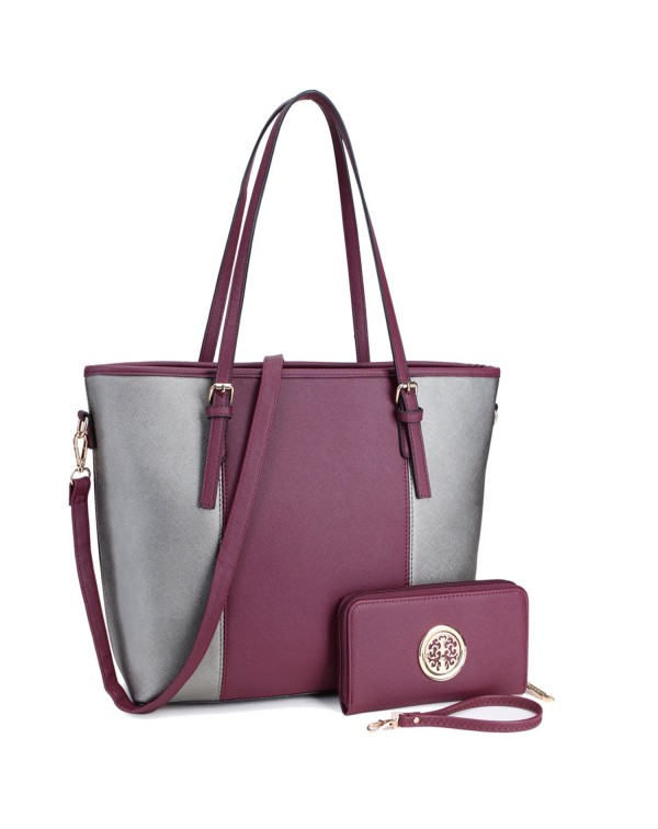 Two-Tone Tote with Matching Wallet